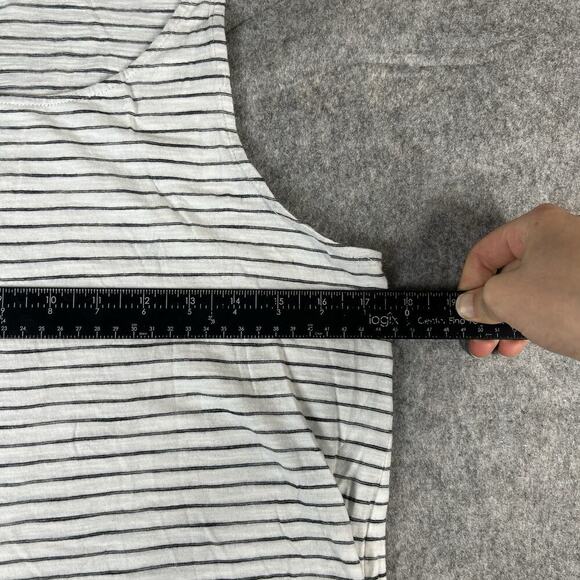 Vince Striped Slub Tank Top Women’s Small Striped Optic White Cotton Flaw - Picture 3 of 8